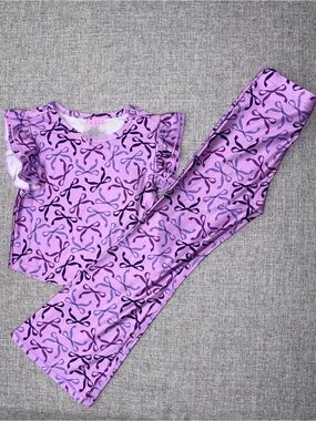 Terez Girls' Lavender and Purple Bow-Print Set